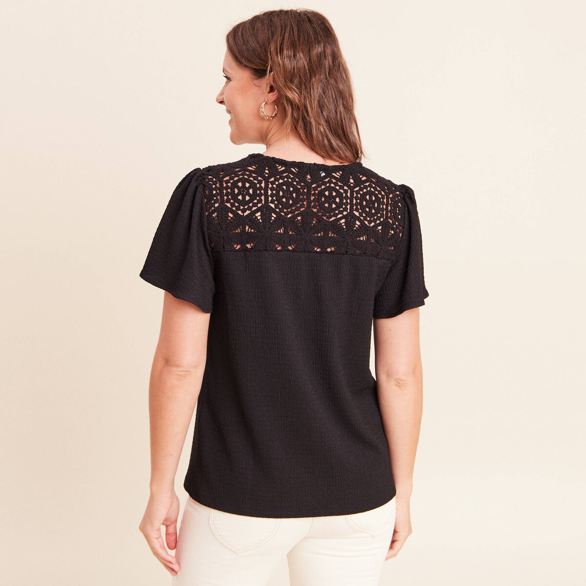 T-shirt manches courtes noir femme