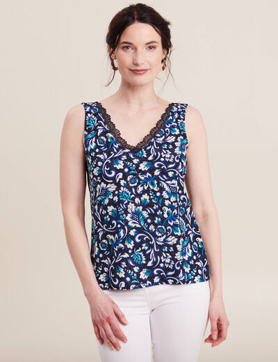 Débardeur bretelles larges bleu femme