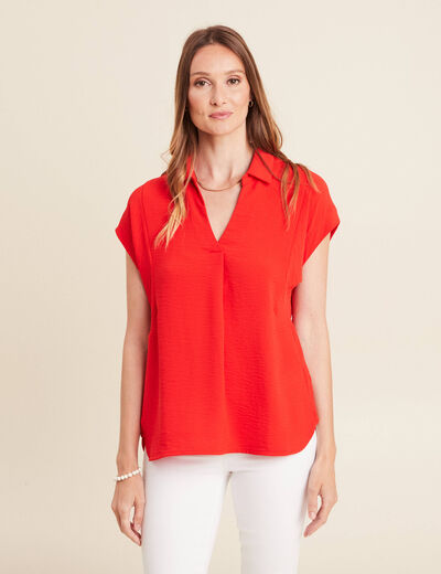 Blouse manches courtes rouge femme