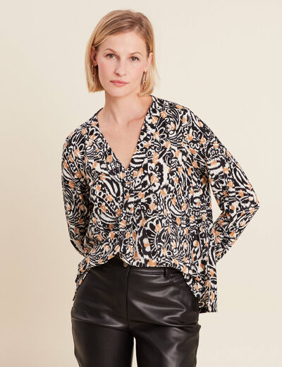 Blouse manches longues camel femme