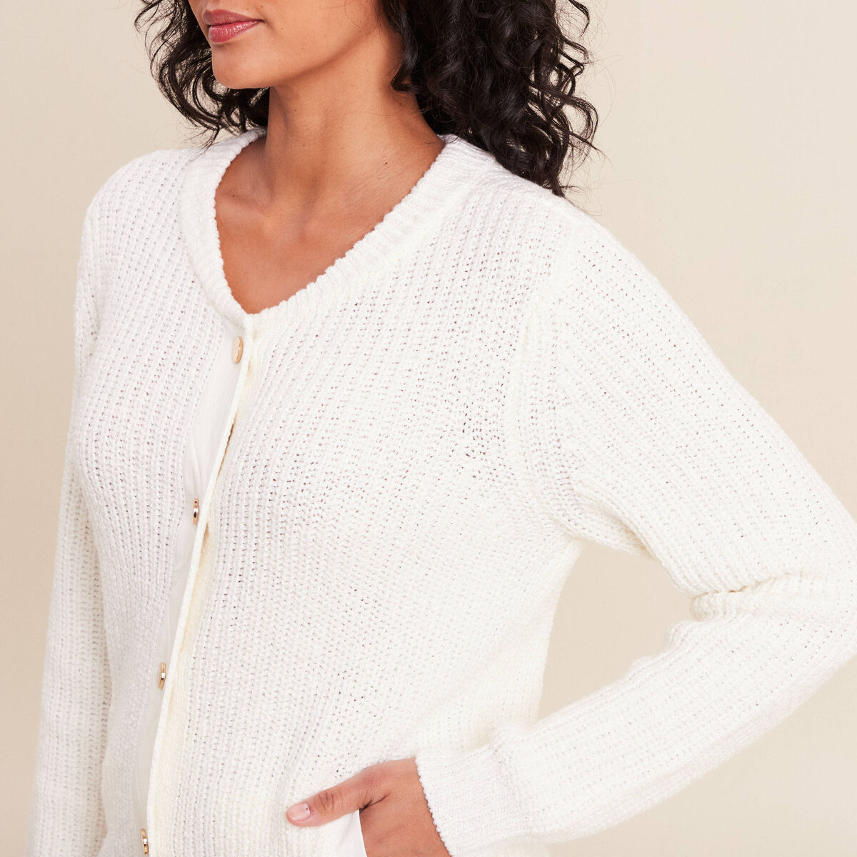 Bomber manches longues ecru femme