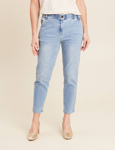 Jean ajusté 7/8ème denim double stone femme