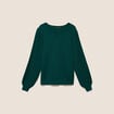 Pull cintr&eacute; col rond manches longues vert fonc&eacute; femme