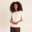 Pull col rond &agrave; sequins beige femme
