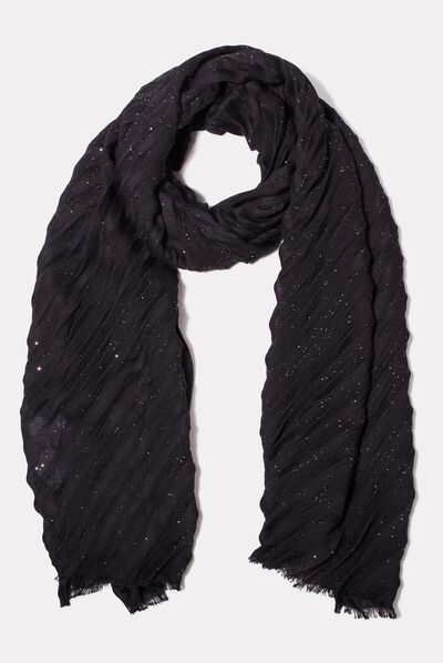 Foulard plissé noir femme