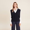 Pull sans manches bleu foncé femme