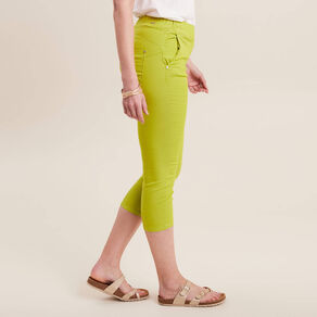 Pantacourt ajusté taille haute vert anis femme