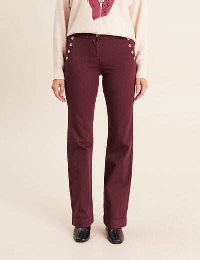 Pantalon coupe bootcut &agrave; pont prune femme