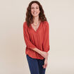 Blouse manches 3/4 vieux rose femme