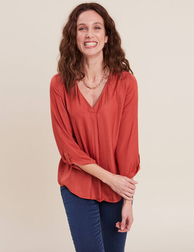 Blouse manches 3/4 vieux rose femme