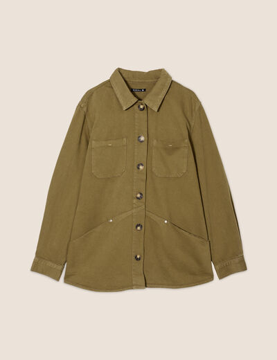 Surchemise en jean vert olive femme