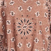 Pull col rond manches longues strass marron femme