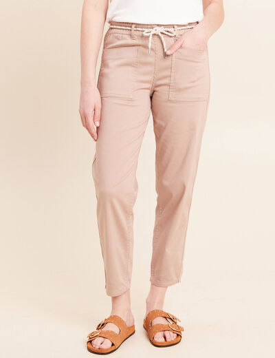Pantalon droit r&eacute;versible marron femme