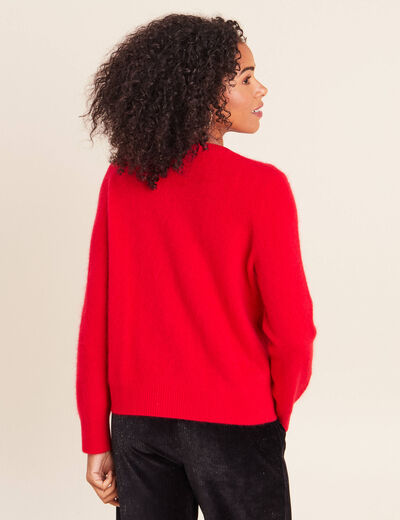 Gilet col rond rouge femme