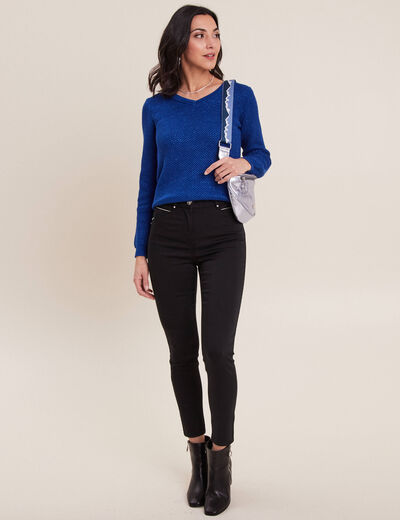 Pantalon ajusté taille haute noir femme