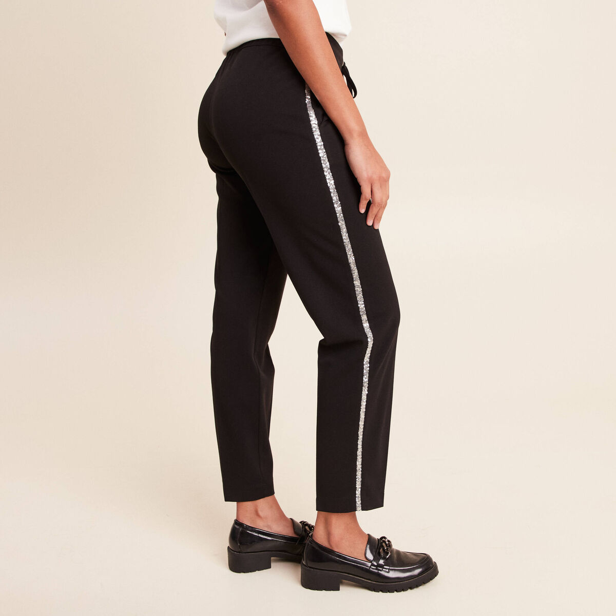 Pantalon taille standard noir femme