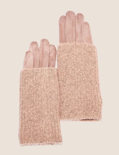 Gants avec mitaines amovibles taupe femme
