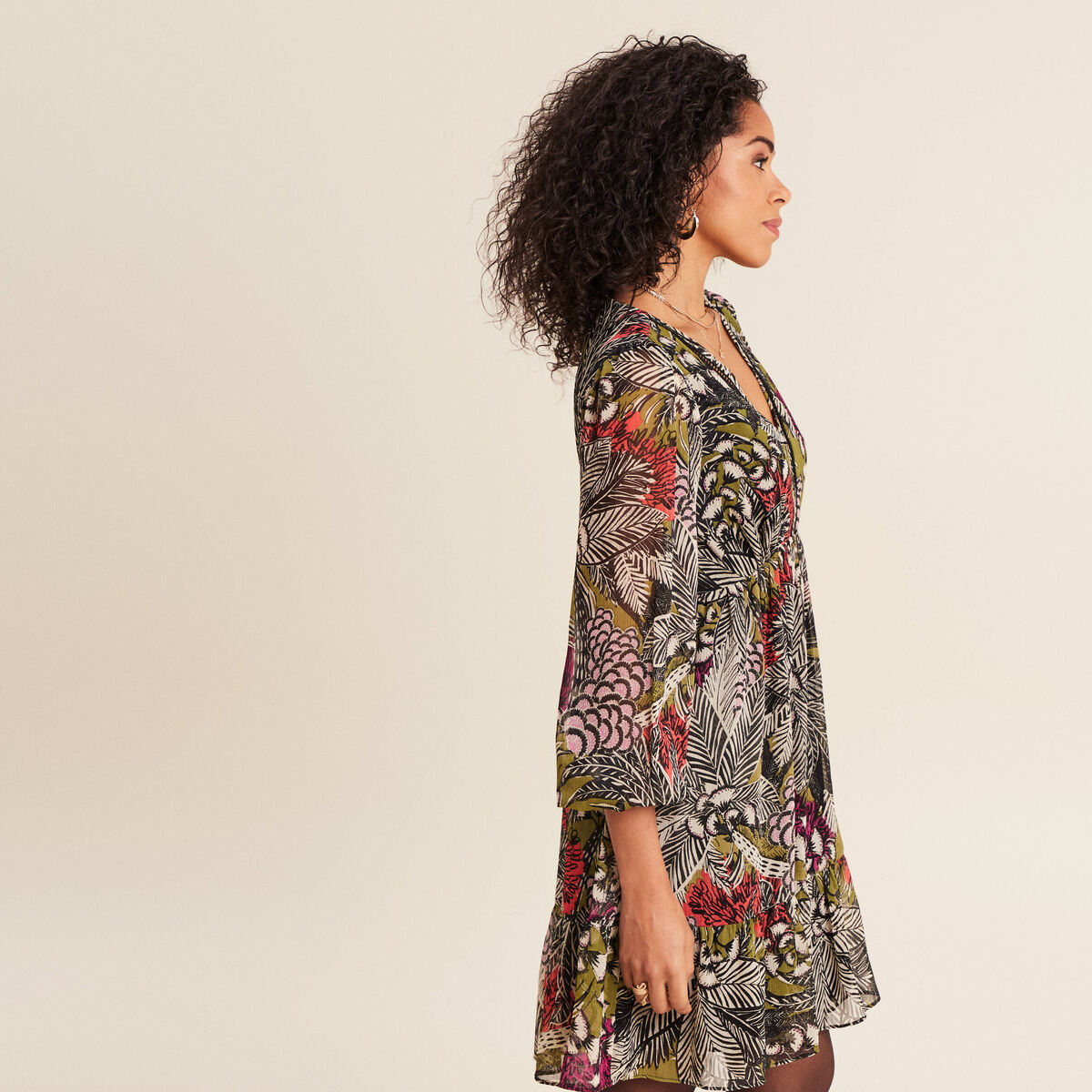 Robe évasée fluide vert femme