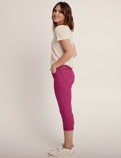 Pantacourt droit taille standard rose fushia femme
