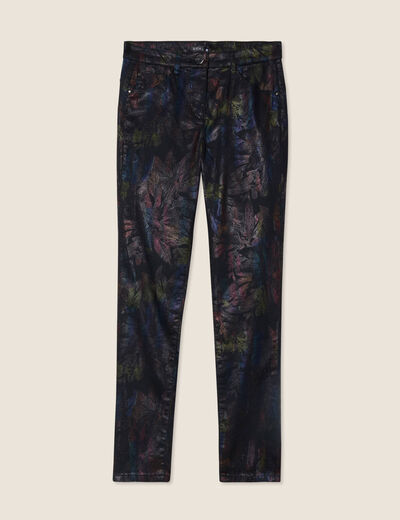 Pantalon ajusté enduit 7/8ème multicolore femme