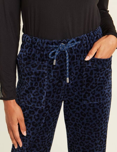 Pantalon coupe mom en velours bleu femme