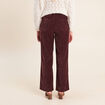 Jean taille haute en velours bordeaux femme