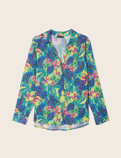 Chemise manches longues vert fluo femme