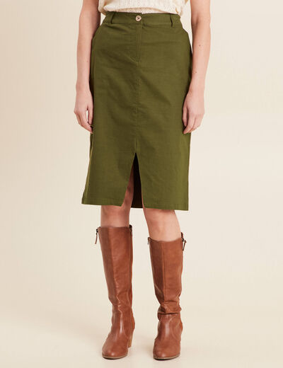 Jupe crayon vert olive femme