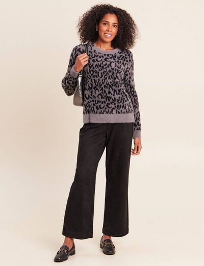 Pull col rond gris femme