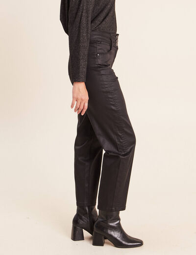 Pantalon enduit noir femme