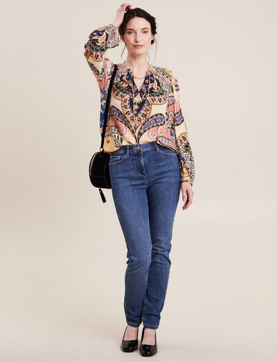 Blouse manches longues bleu femme