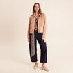 Veste courte droite aspect daim marron clair femme