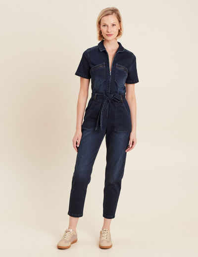 Combinaison pantalon en jean denim brut femme