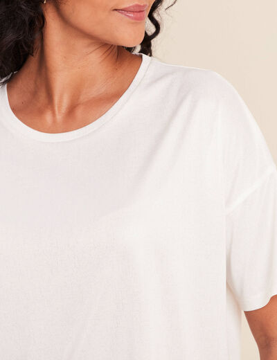 T-shirt manches coudes brillant ecru femme