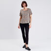 Pull manches courtes beige femme
