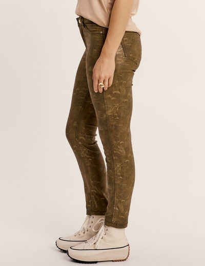 Pantalon enduit réversible couleur bronze femme