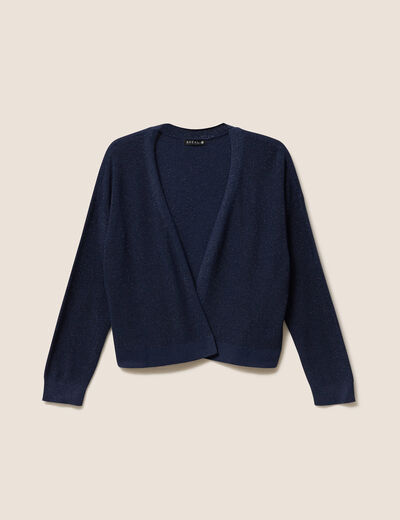 Gilet manches longues brillant bleu marine femme