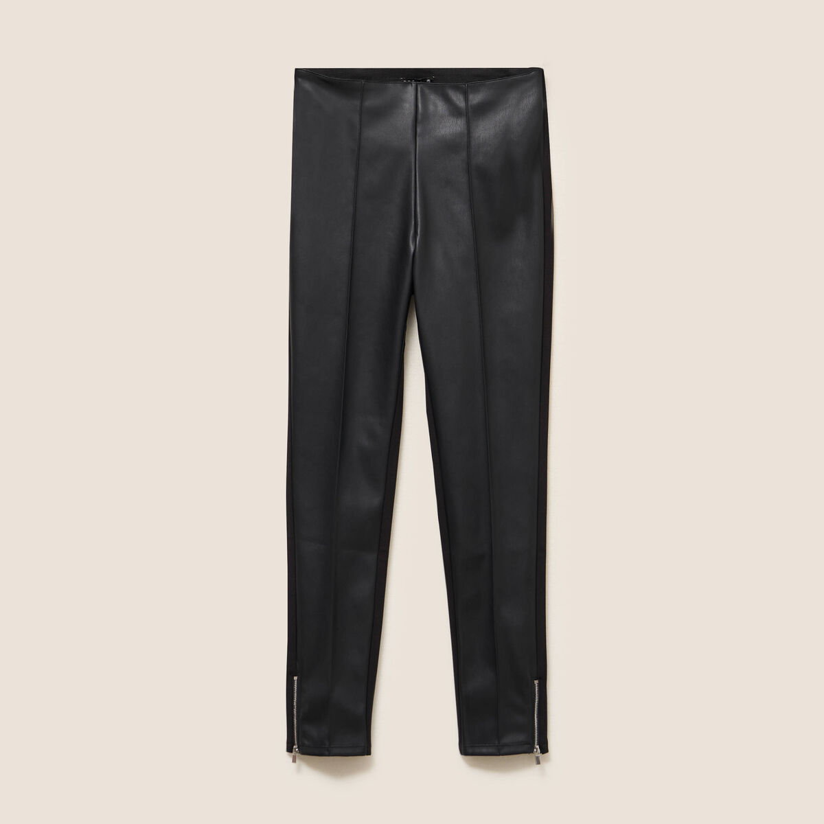 Legging 7/8&egrave;me similicuir noir femme