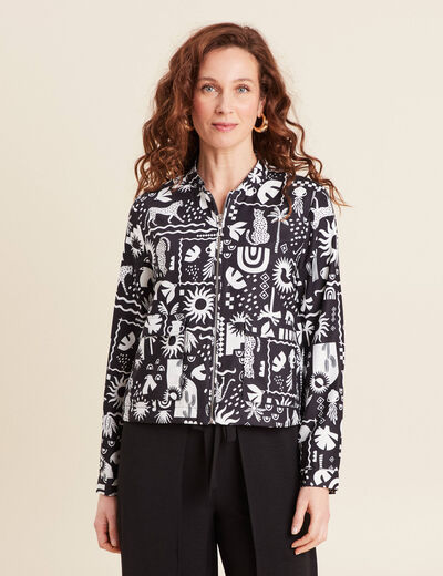 Blouson zippé 2 poches noir femme