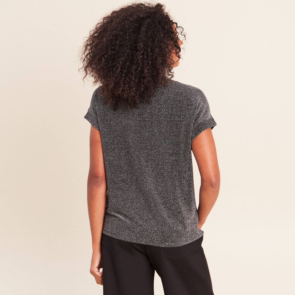 T-shirt manches courtes gris argent femme