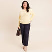 Pull confectionn&eacute; en France jaune pastel femme