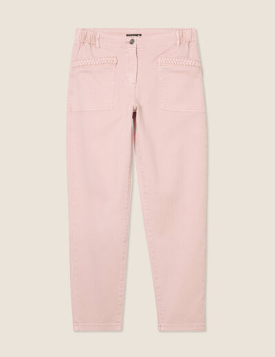 Jean carotte 7/8ème rose pastel femme