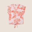 T-shirt col tunisien manches courtes rose femme