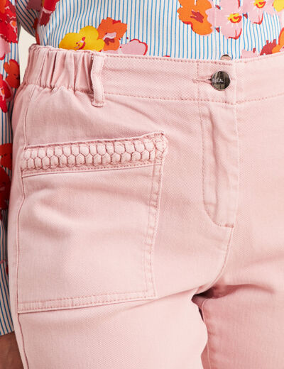 Jean carotte 7/8ème rose pastel femme