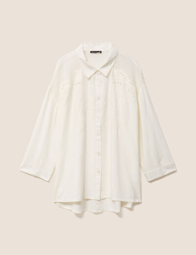 Chemise ample manches 3/4 col chemise ecru femme