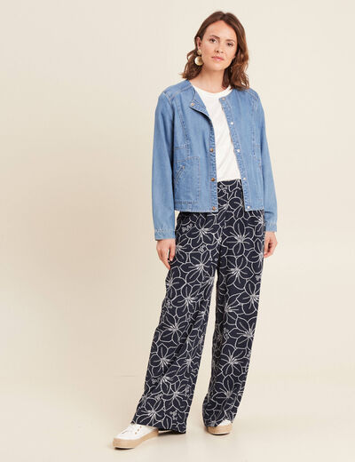 Blouson boutonné en jean denim double stone femme