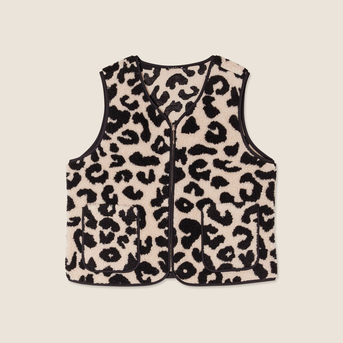 Gilet sans manches laine mouton beige femme