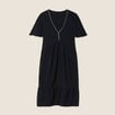 Robe évasée manches courtes noir femme