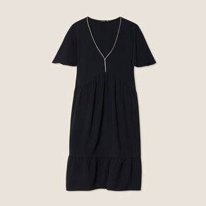 Robe évasée manches courtes noir femme