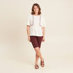 T-shirt manches courtes brodé ecru femme